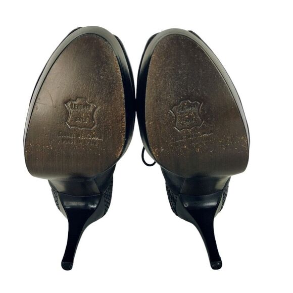 Stuart Weitzman Snake Leather Platform Peeptoe Lace-Up Stilettos Heels Size 37 - Picture 14 of 15